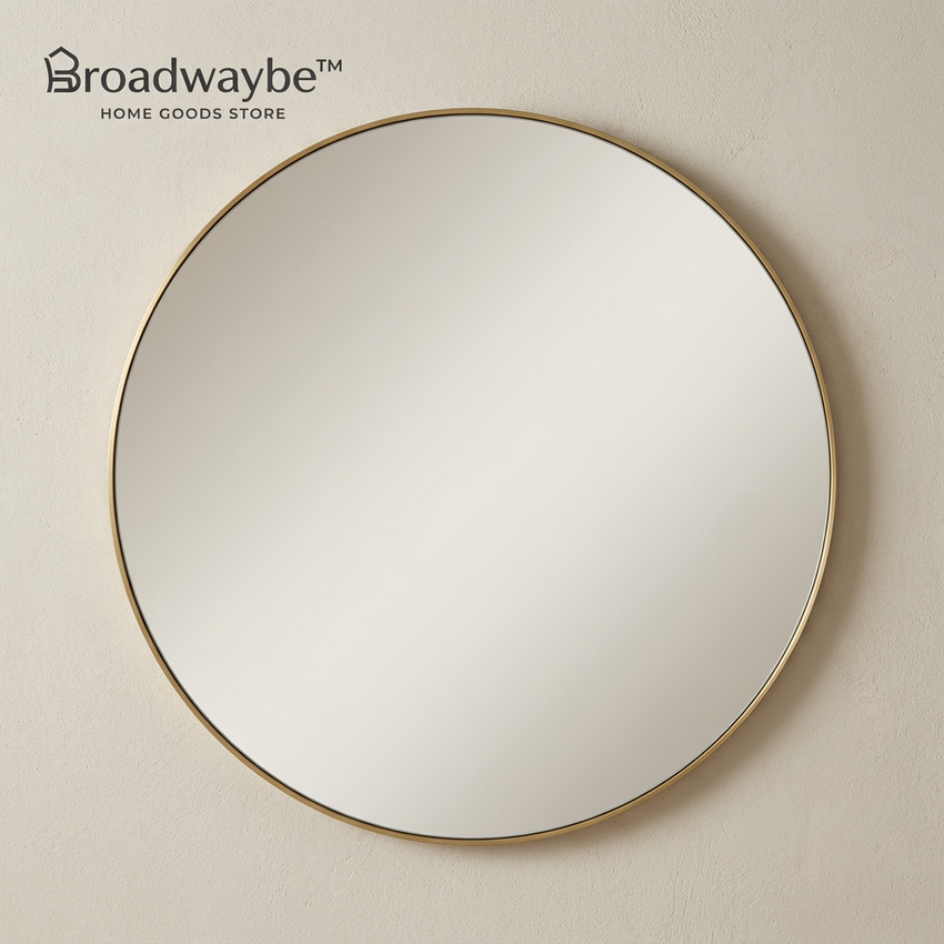 Broadwaybe™ Gold Rim Round Wall Mirror